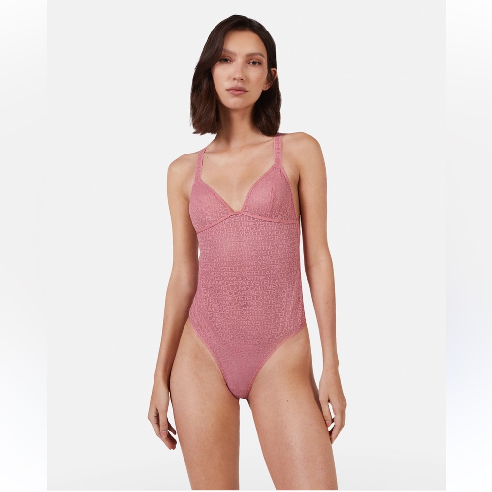 STELLA MCCARTNEY***Blush Monogram Mesh Bodysuit***Small****$289